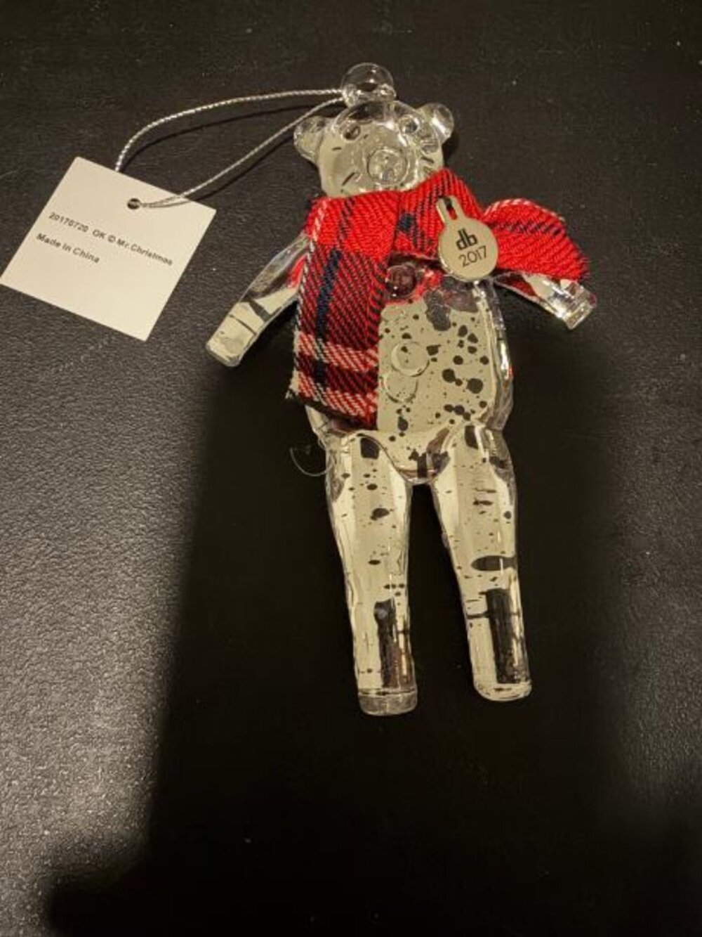 QVC Dennis Basso Christmas Bear Ornament 5" Mercury Glass NWT